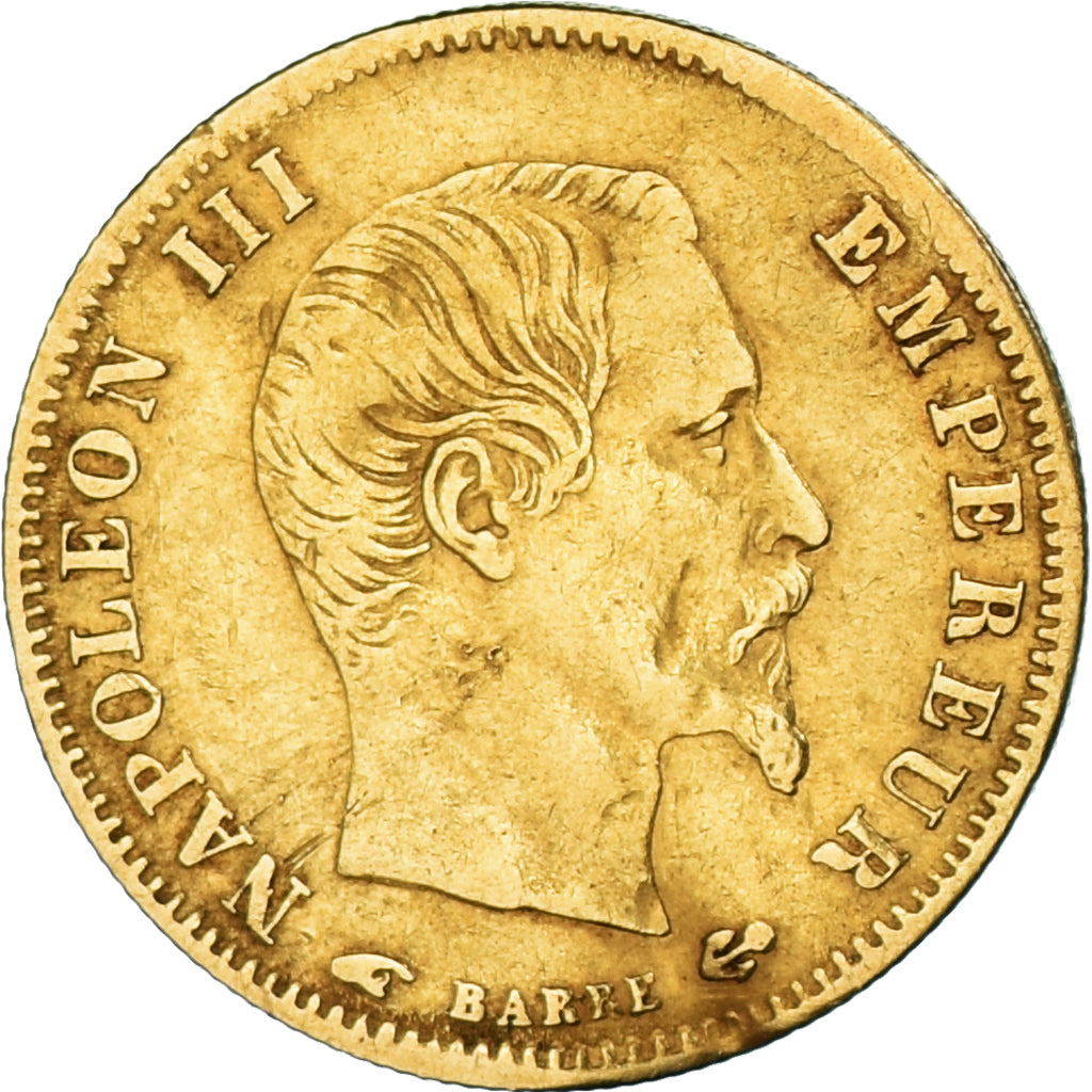 Moneta, Francia, Napoleon III, 5 Francs, 1857, Paris, MB, Oro, KM:787.1