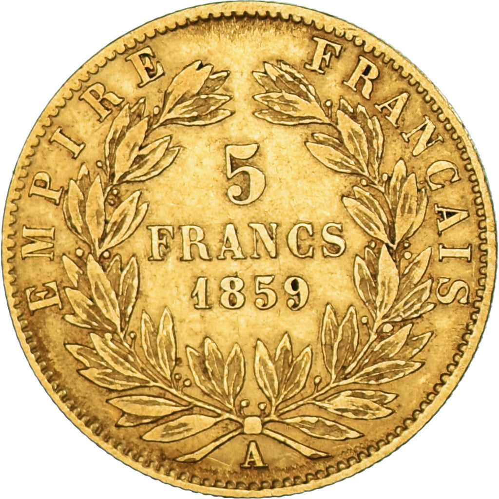 Moneta, Francja, Napoleon III, 5 Francs, 1859, Paris, EF(40-45), Złoto
