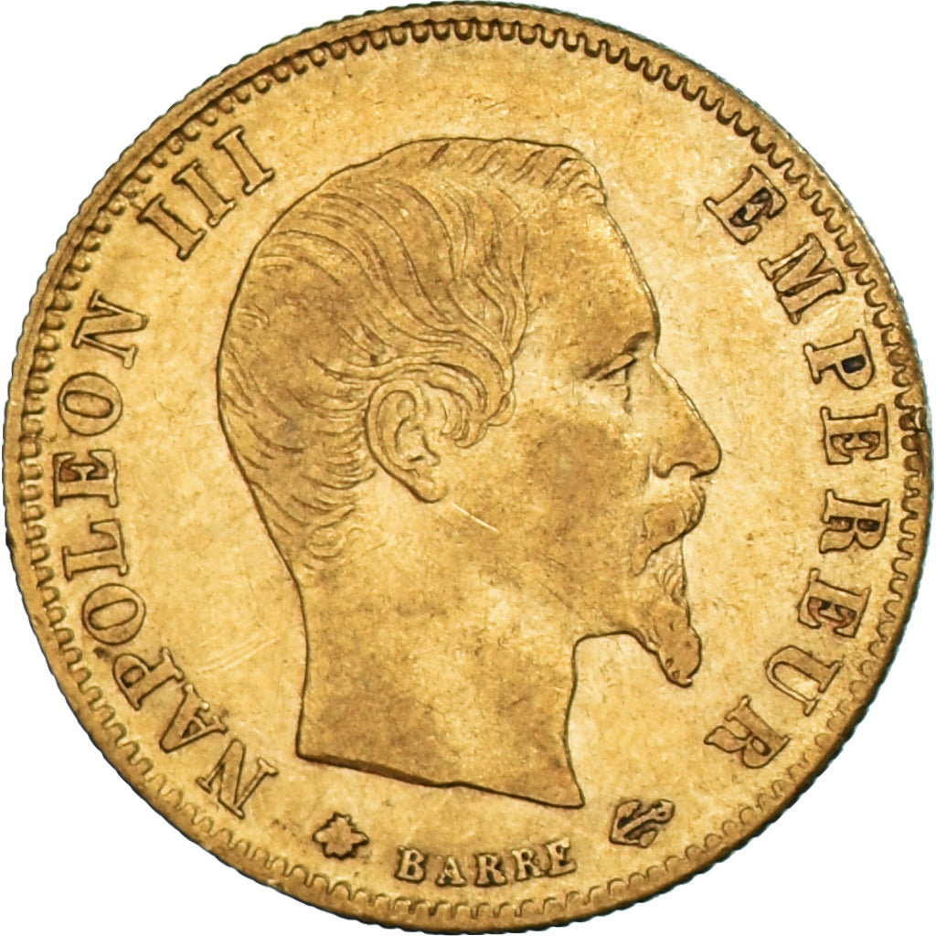 Moeda, França, Napoleon III, 5 Francs, 1860, Strasbourg, AU(50-53), Dourado