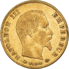 Moeda, França, Napoleon III, 5 Francs, 1860, Strasbourg, AU(50-53), Dourado