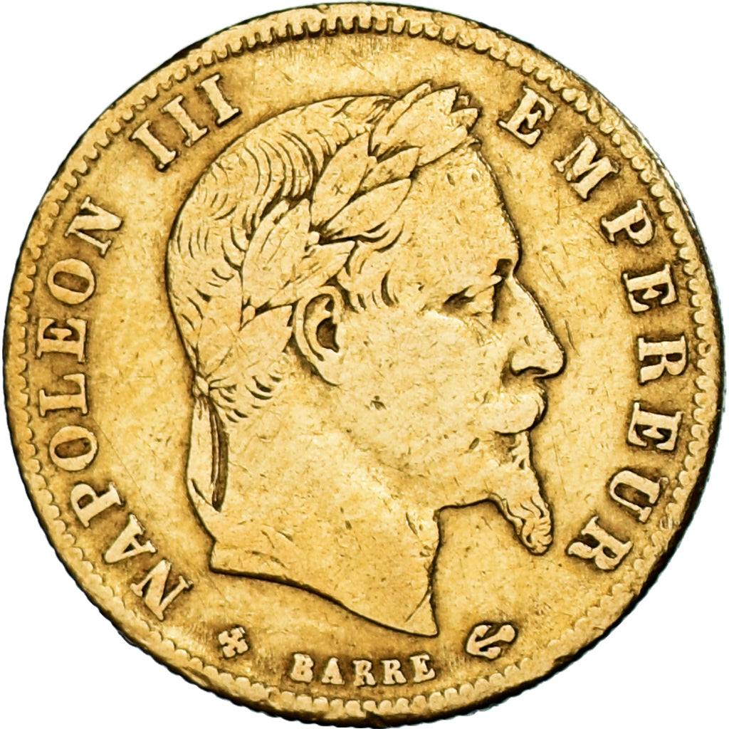 Moeda, França, Napoleon III, 5 Francs, 1863, Strasbourg, VF(20-25), Dourado