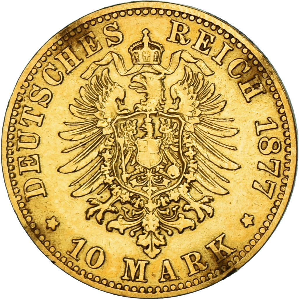 Moneta, Stati tedeschi, WURTTEMBERG, Karl I, 10 Mark, 1877, Freudenstadt, MB+
