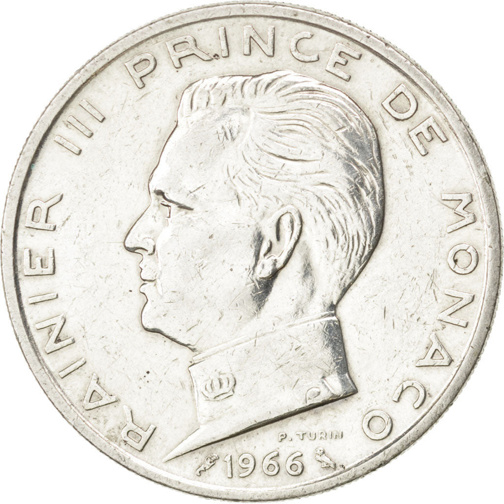 Monaco, Rainier III, 5 Francs, 1966, BB, Argento, KM:141
