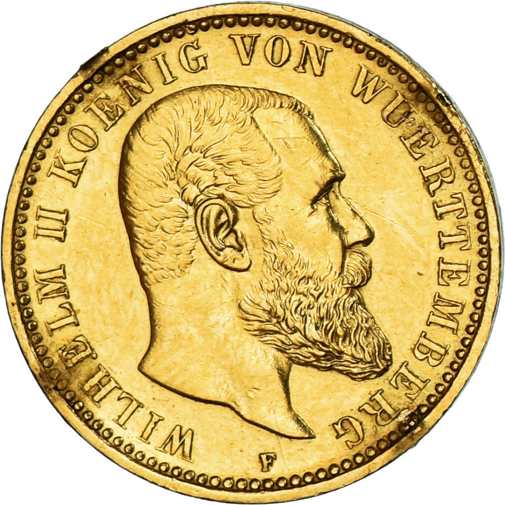 Moneta, Stati tedeschi, WURTTEMBERG, Wilhelm II, 10 Mark, 1907, Freudenstadt