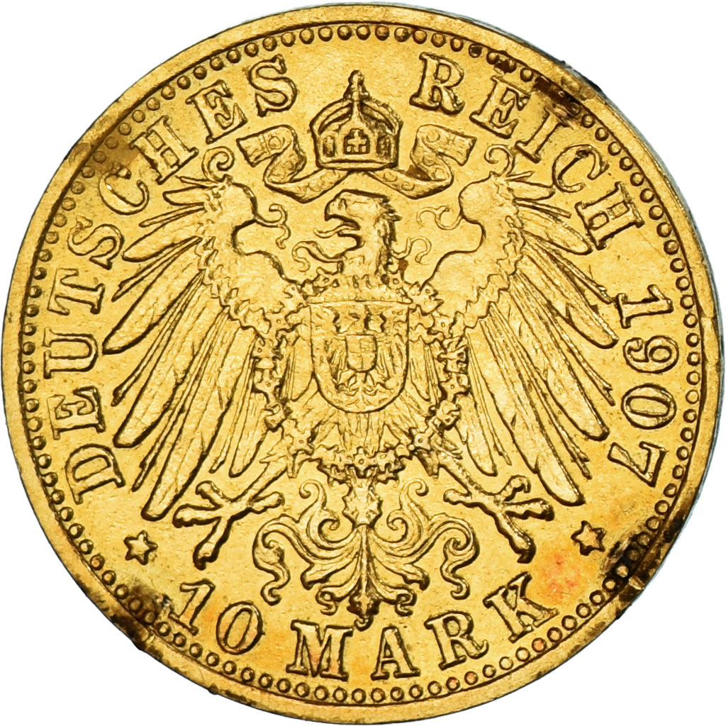Moneta, Stati tedeschi, WURTTEMBERG, Wilhelm II, 10 Mark, 1907, Freudenstadt