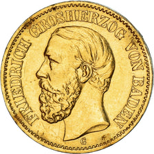 Coin, German States, BADEN, Friedrich I, 20 Mark, 1872, Stuttgart, VF(30-35)