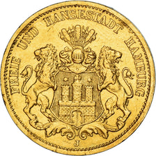 Moneda, Estados alemanes, HAMBURG, 20 Mark, 1878, Hamburg, MBC, Oro, KM:602