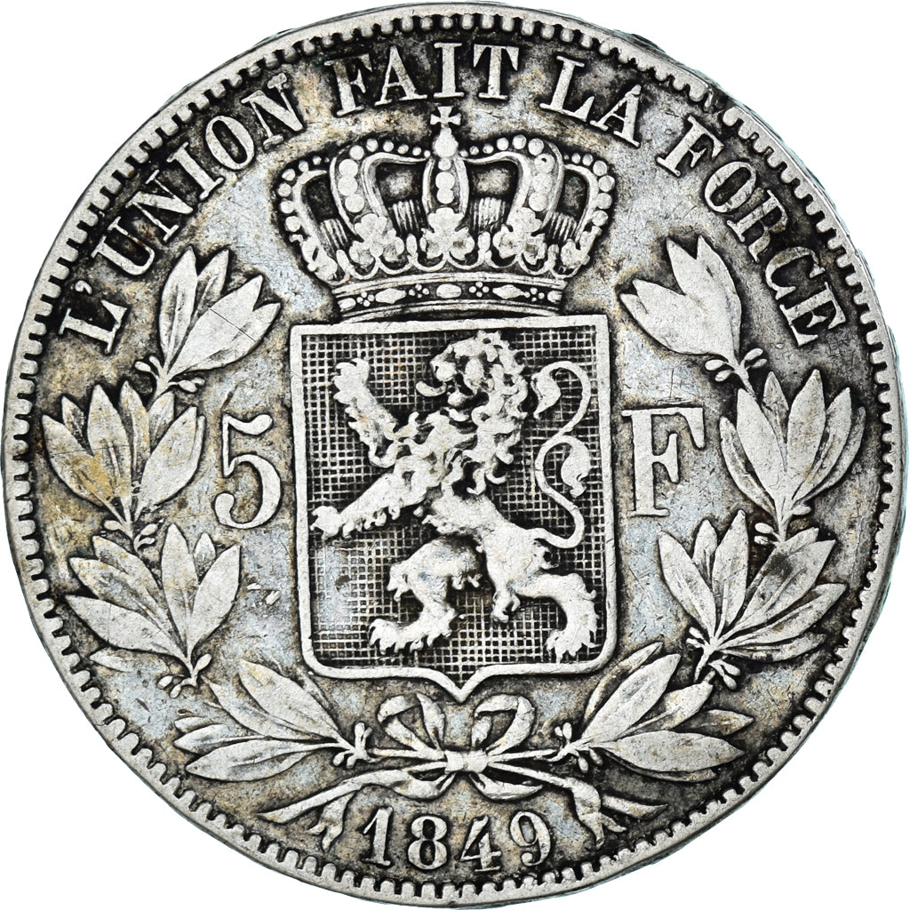 Coin, Belgium, Leopold I, 5 Francs, 5 Frank, 1849, Brussels, VF(30-35), Silver