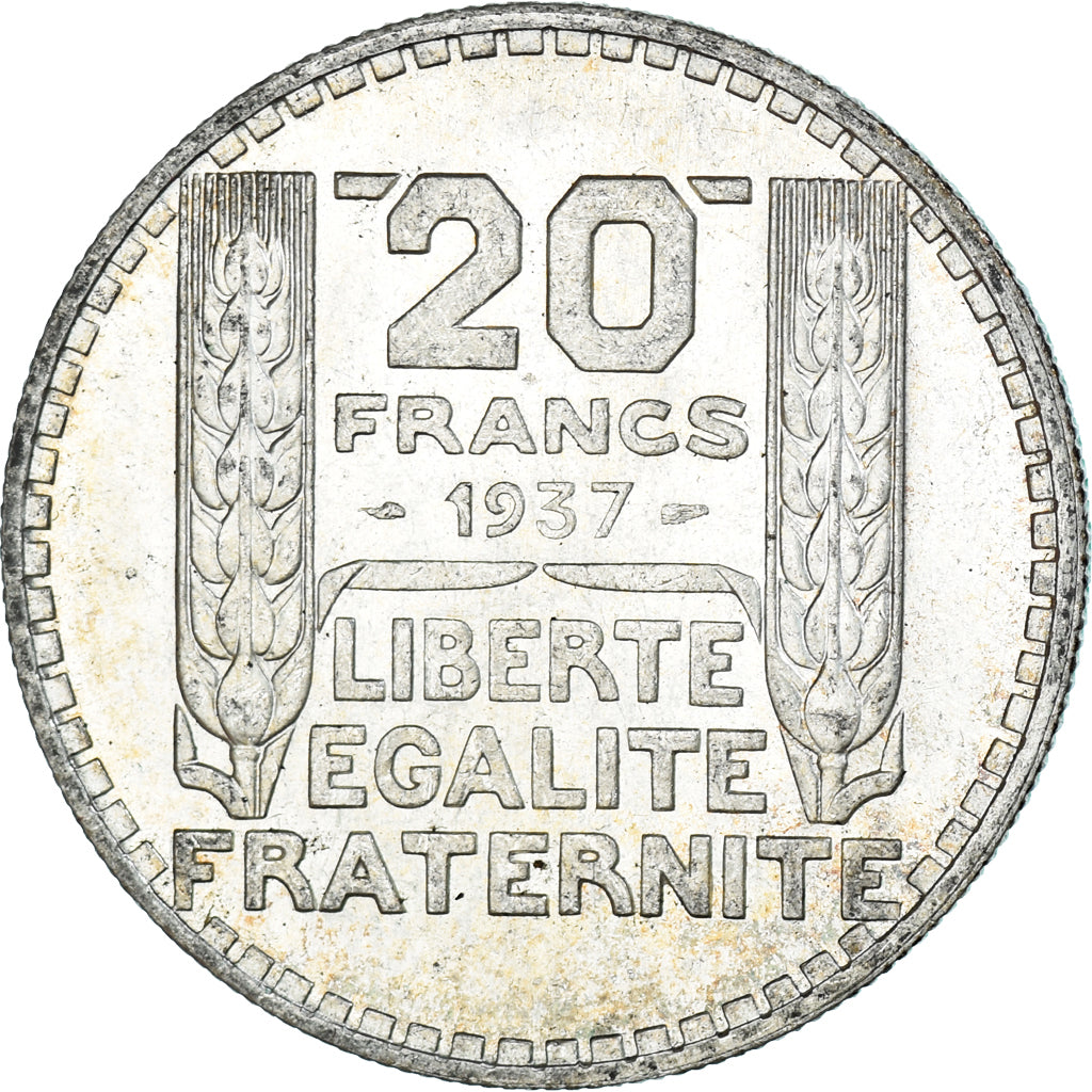 Moneda, Francia, Turin, 20 Francs, 1937, Paris, EBC+, Plata, KM:879, Gadoury:852