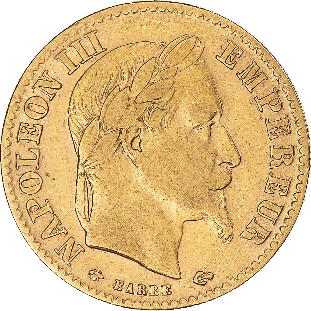 Moneta, Francja, Napoleon III, 10 Francs, 1866, Paris, EF(40-45), Złoto