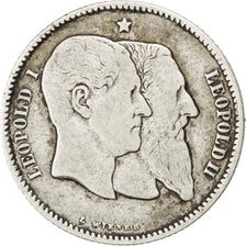 Belgio, Leopold II, Franc, 1880, MB, Argento, KM:38