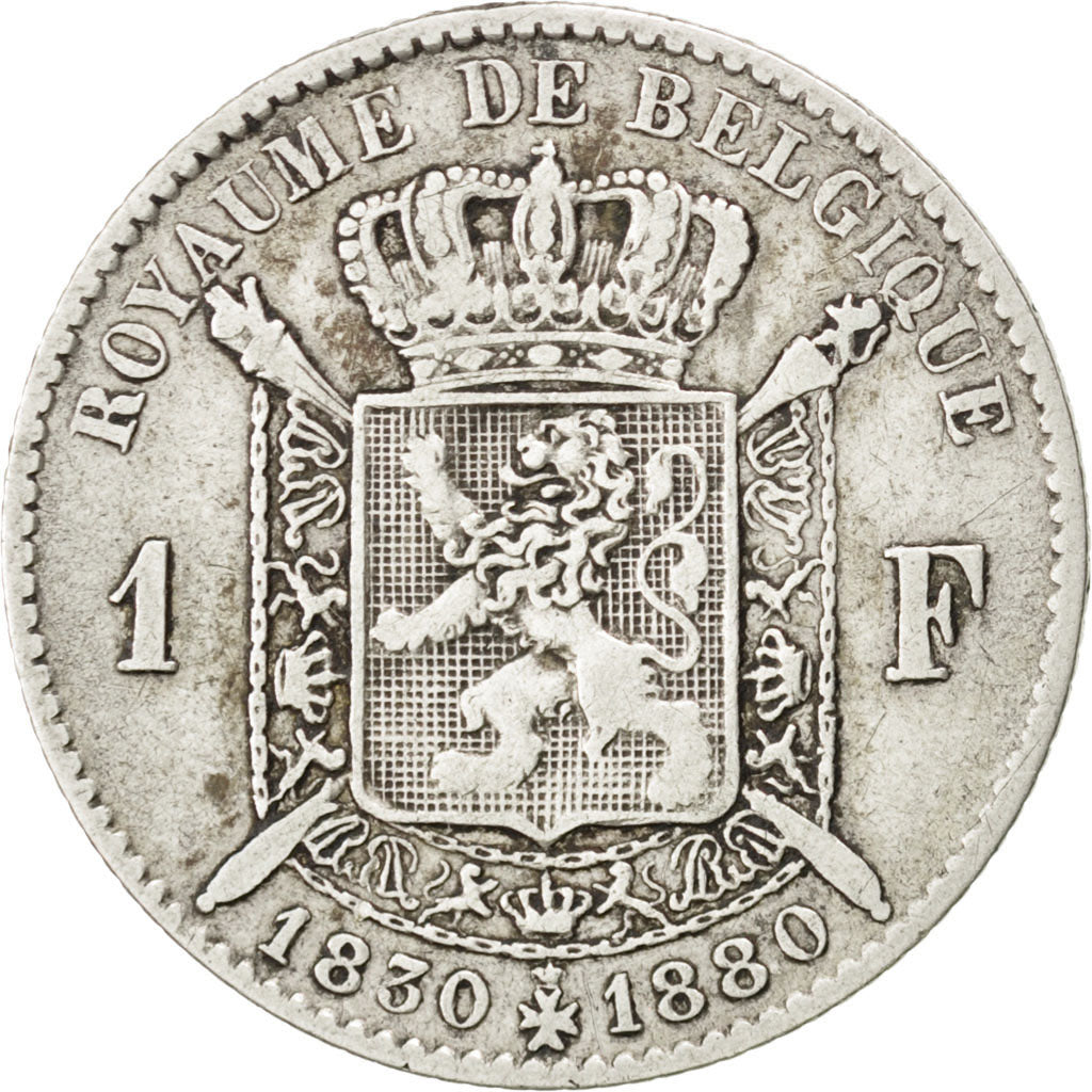 Belgio, Leopold II, Franc, 1880, MB, Argento, KM:38