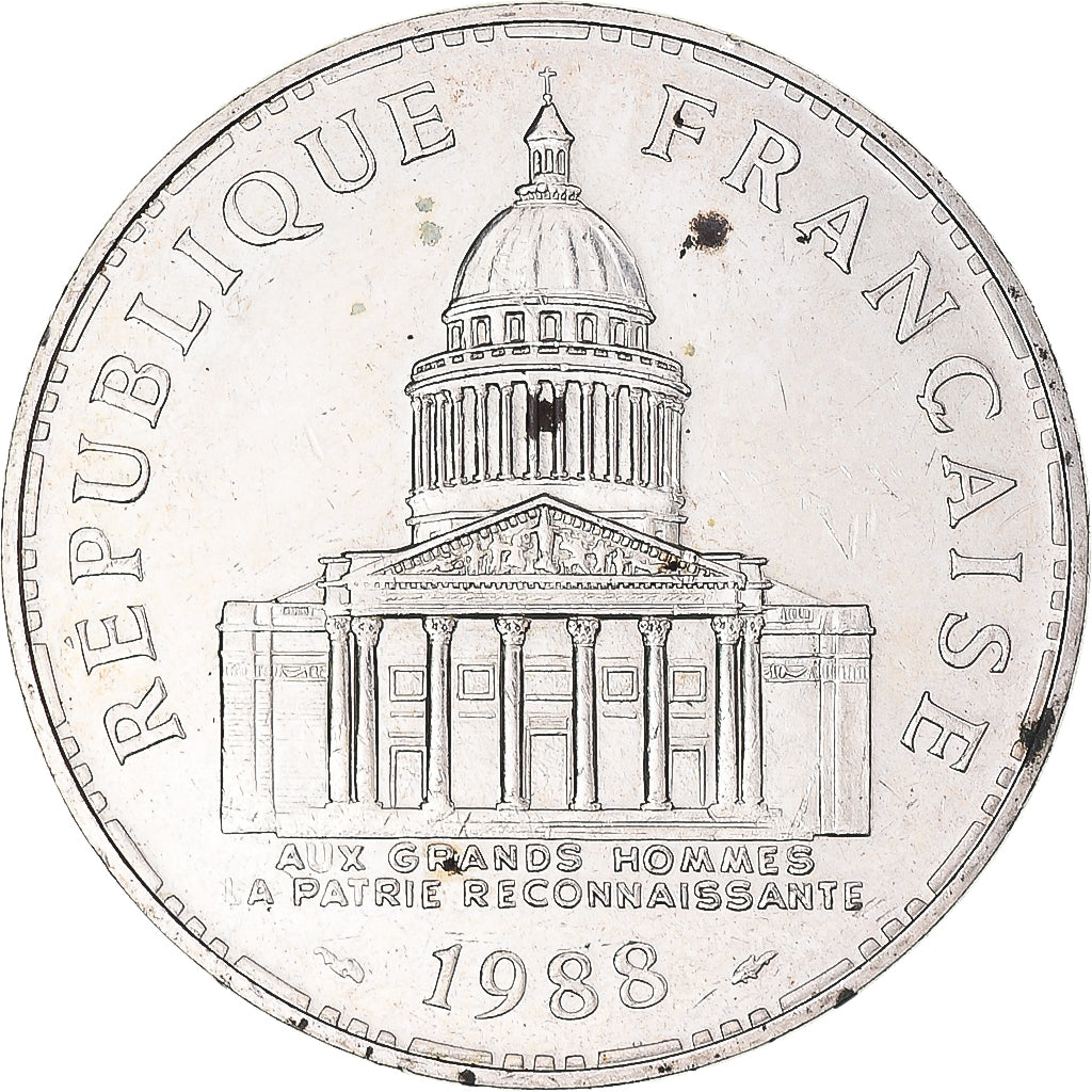 Coin, France, Panthéon, 100 Francs, 1988, Paris, AU(50-53), Silver, KM:951.1
