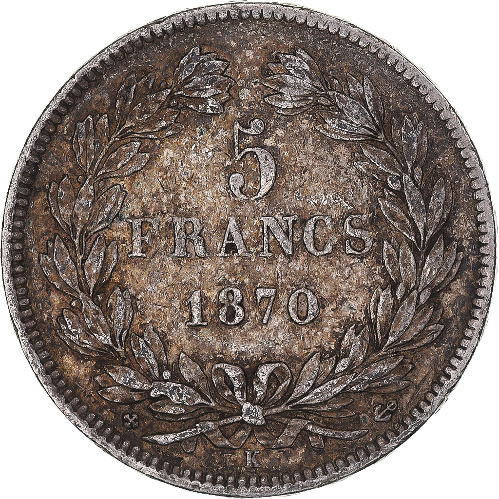 Monnaie, France, Cérès, 5 Francs, 1870, Bordeaux, TTB, Argent, Gadoury:742