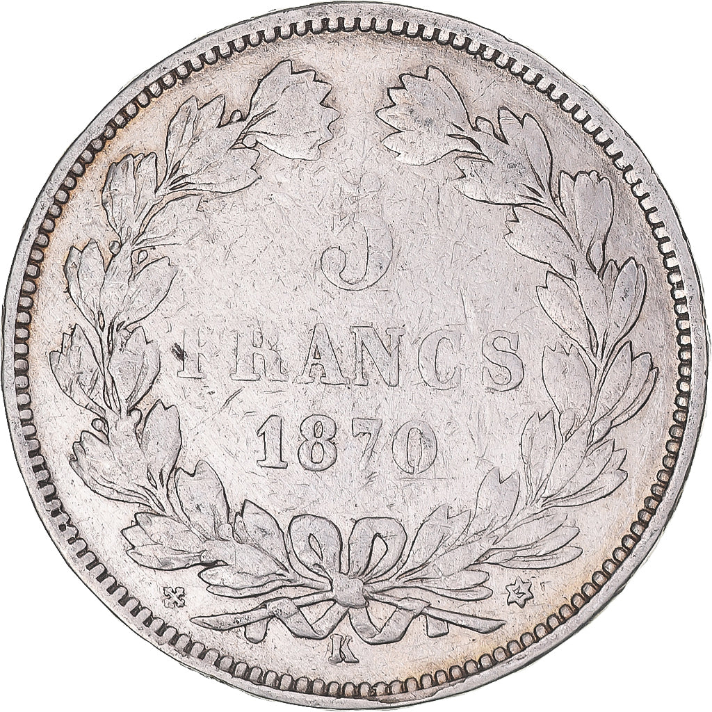 Munten, Frankrijk, Cérès, 5 Francs, 1870, Bordeaux, FR, Zilver, KM:818.2