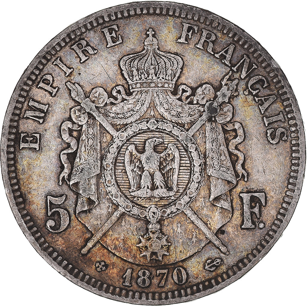 Coin, France, Napoléon III, 5 Francs, 1870, Strasbourg, VF(30-35), Silver