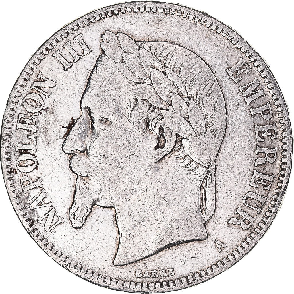 Moneta, Francia, Napoleon III, 5 Francs, 1870, Paris, MB, Argento, KM:799.1