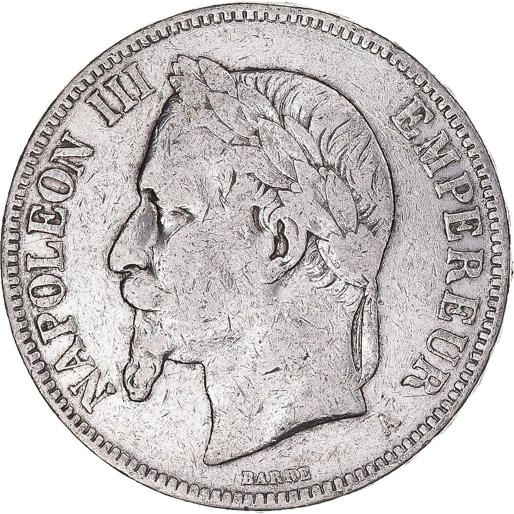 Moneta, Francja, Napoleon III, 5 Francs, 1870, Paris, VF(20-25), Srebro