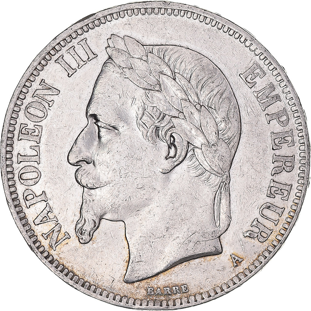 Moneda, Francia, Napoleon III, 5 Francs, 1870, Paris, MBC, Plata, KM:799.1