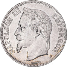 Moneda, Francia, Napoleon III, 5 Francs, 1870, Paris, MBC, Plata, KM:799.1