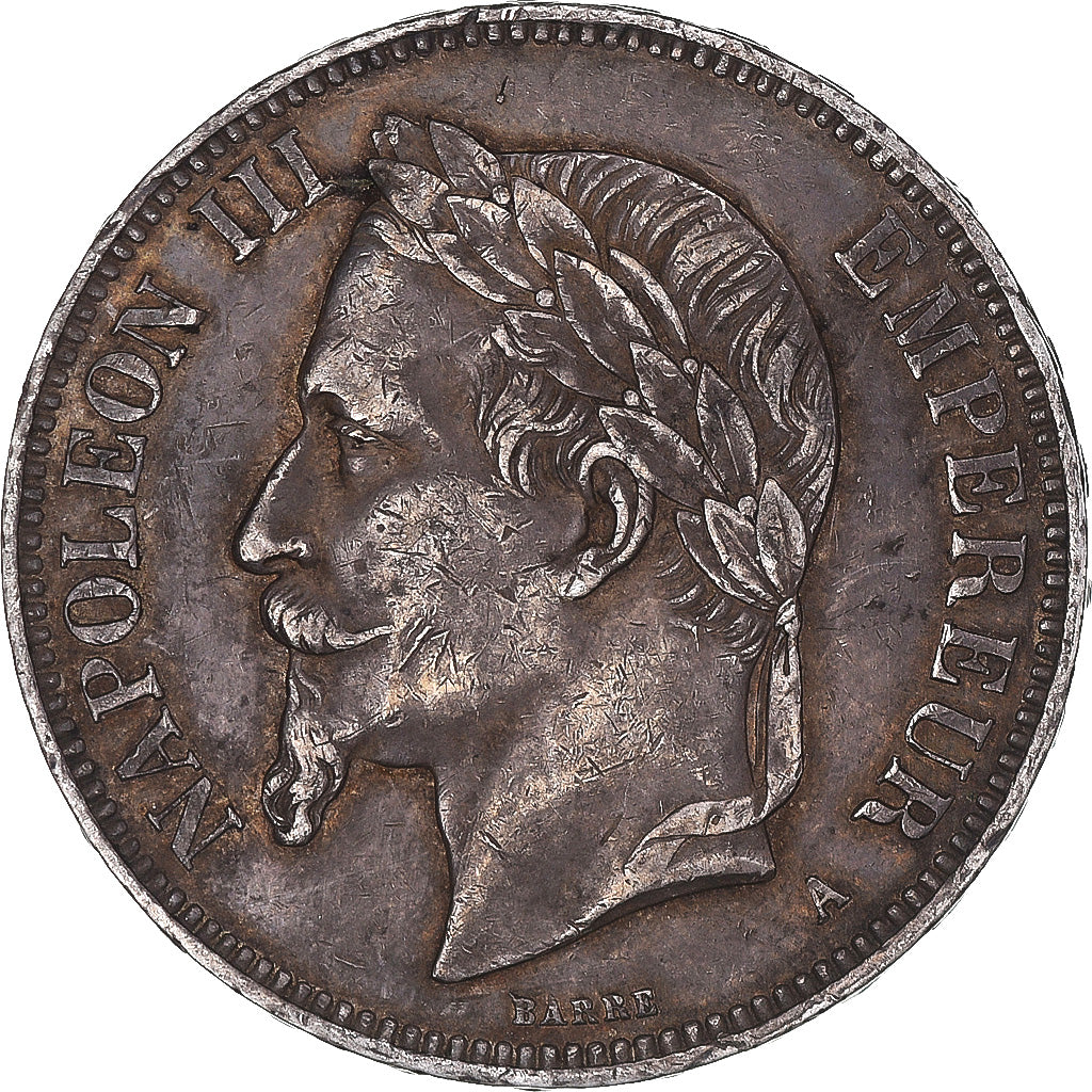 Coin, France, Napoleon III, 5 Francs, 1870, Paris, EF(40-45), Silver, KM:799.1