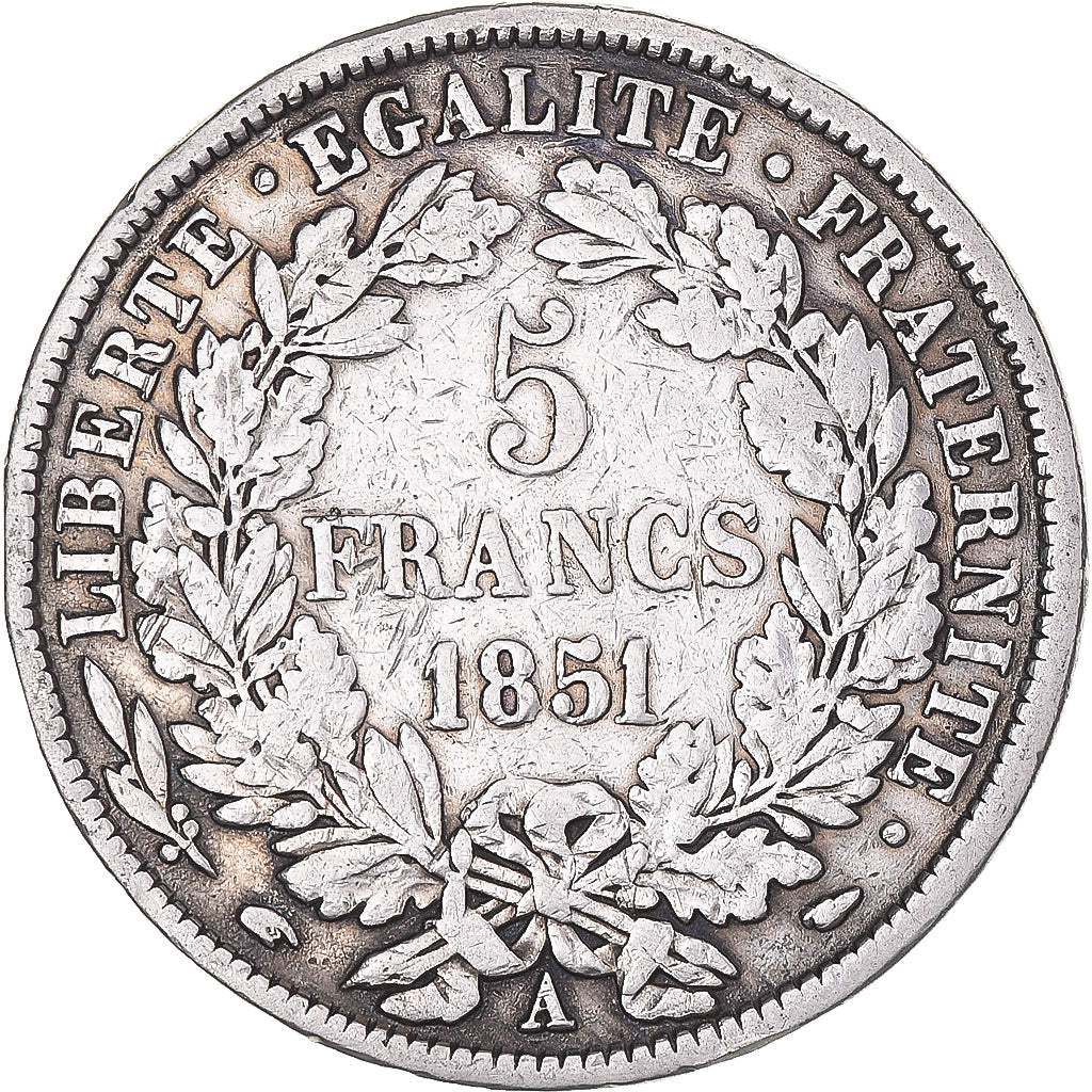 Coin, France, Cérès, 5 Francs, 1851, Paris, VF(20-25), Silver, KM:761.1