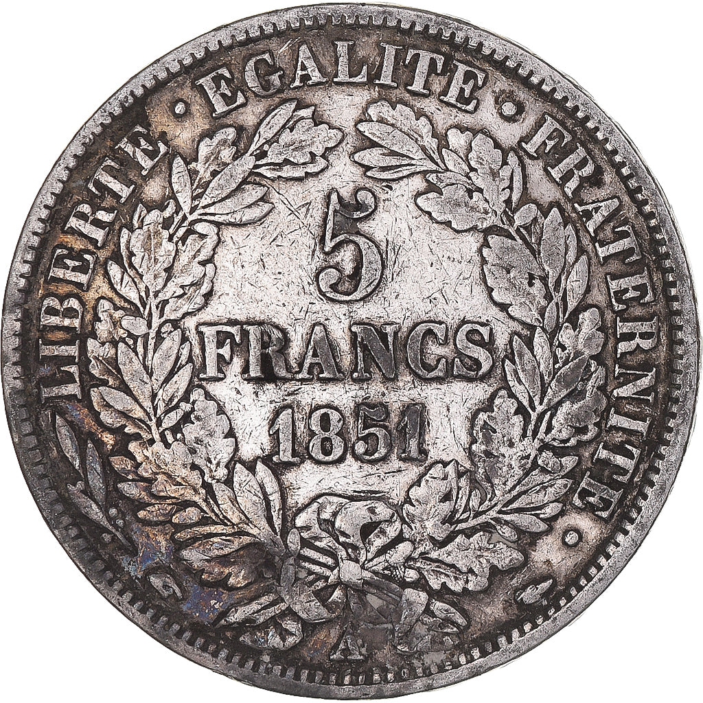 Coin, France, Cérès, 5 Francs, 1851, Paris, VF(30-35), Silver, KM:761.1