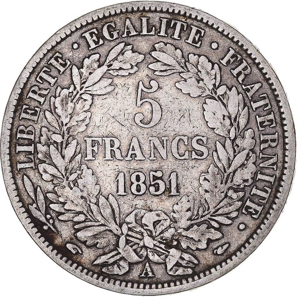 Coin, France, Cérès, 5 Francs, 1851, Paris, VF(30-35), Silver, KM:761.1