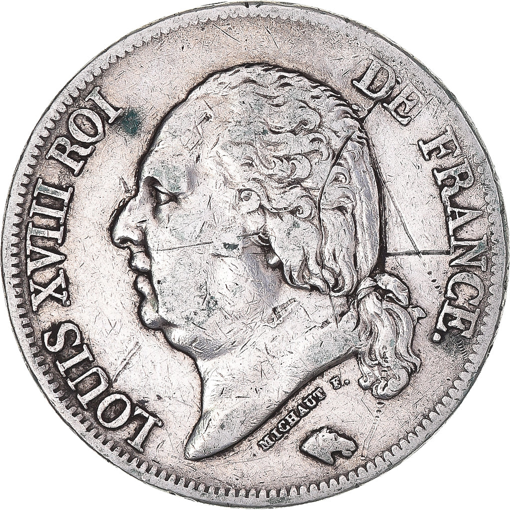 Coin, France, Louis XVIII, 5 Francs, 1821, Paris, VF(30-35), Silver, KM:711.1