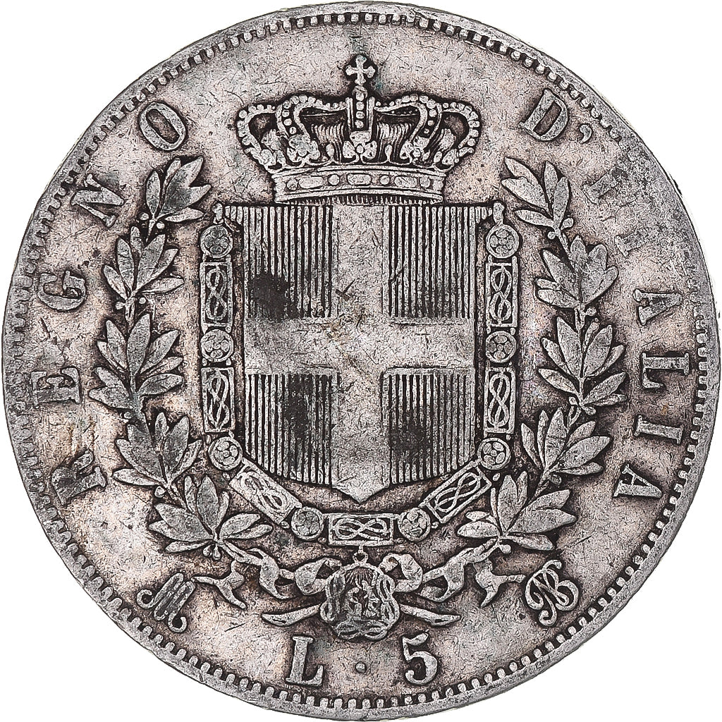 Coin, Italy, Vittorio Emanuele II, 5 Lire, 1869, Milan, VF(20-25), Silver