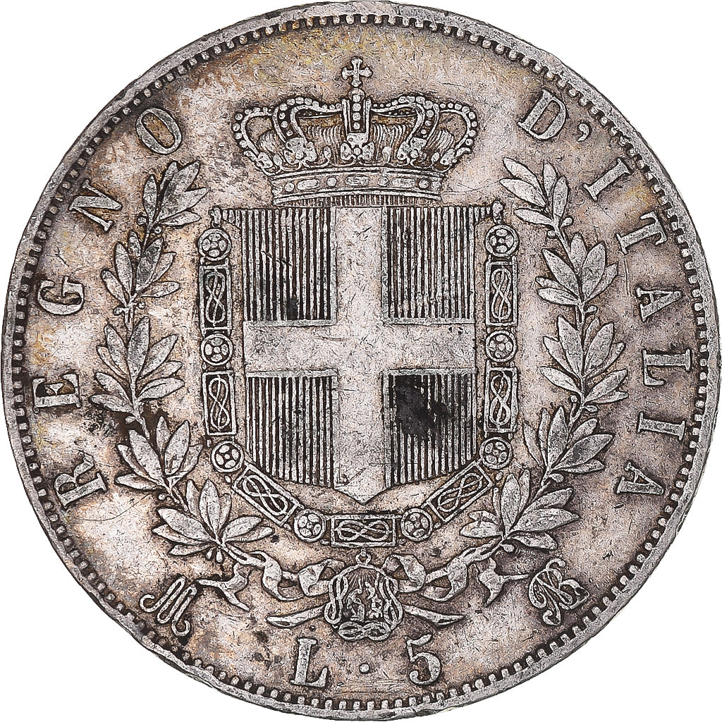 Coin, Italy, Vittorio Emanuele II, 5 Lire, 1869, Milan, VF(30-35), Silver