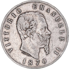 Coin, Italy, Vittorio Emanuele II, 5 Lire, 1870, Milan, VF(20-25), Silver