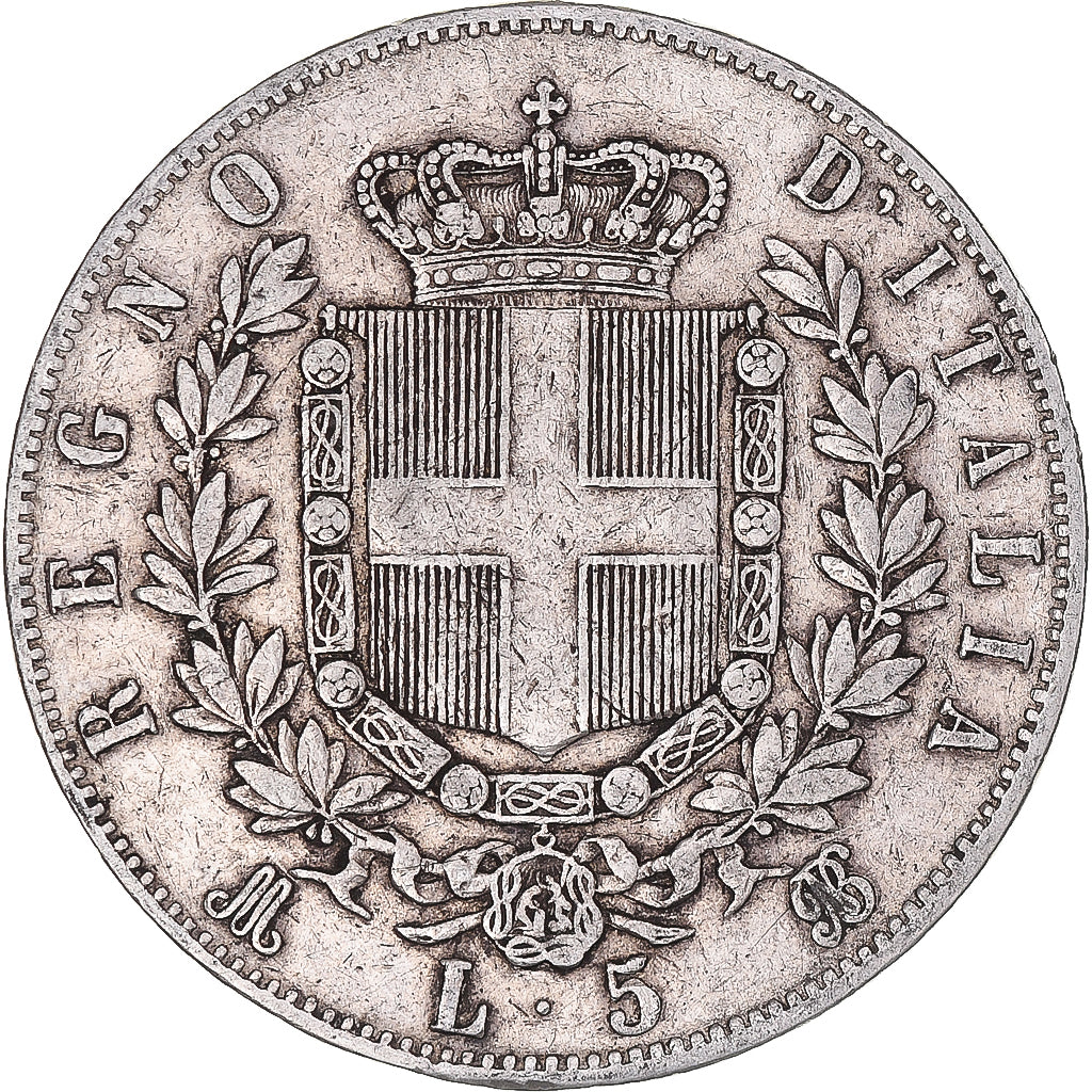 Coin, Italy, Vittorio Emanuele II, 5 Lire, 1870, Milan, VF(20-25), Silver