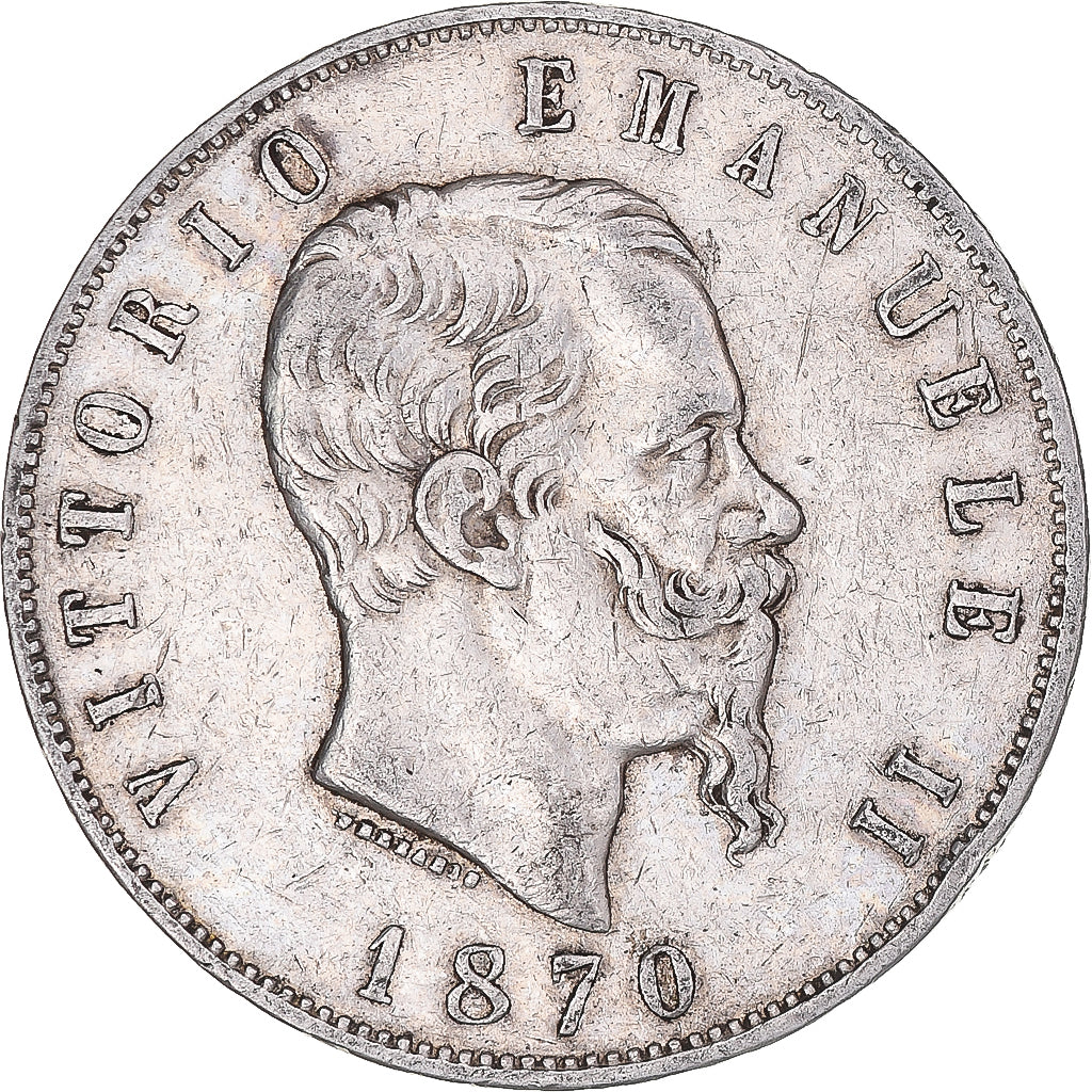 Monnaie, Italie, Vittorio Emanuele II, 5 Lire, 1870, Milan, TB+, Argent, KM:8.3