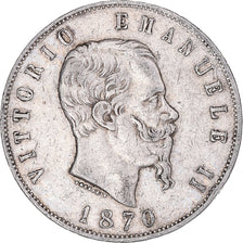 Monnaie, Italie, Vittorio Emanuele II, 5 Lire, 1870, Milan, TB+, Argent, KM:8.3