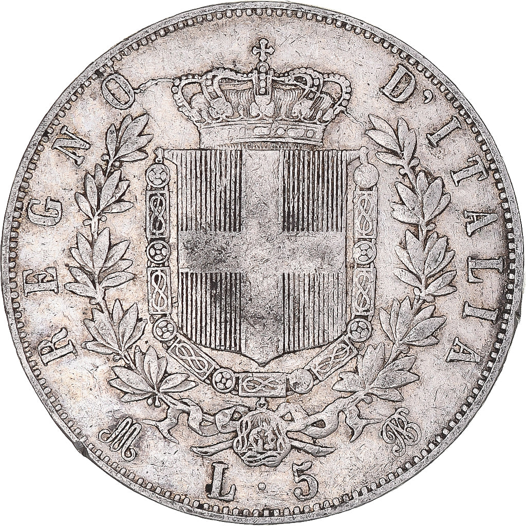 Monnaie, Italie, Vittorio Emanuele II, 5 Lire, 1870, Milan, TB+, Argent, KM:8.3