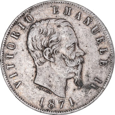 Coin, Italy, Vittorio Emanuele II, 5 Lire, 1871, Milan, VF(20-25), Silver