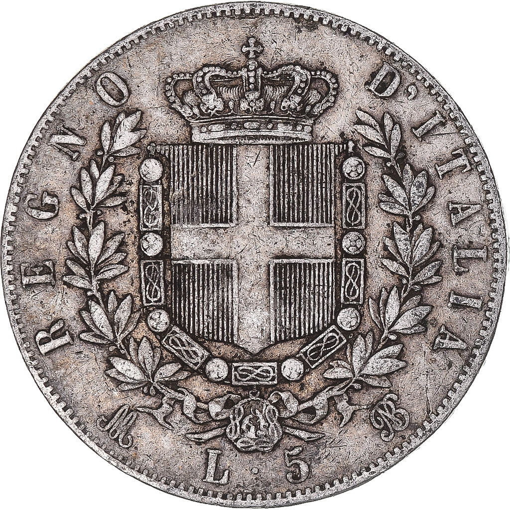 Coin, Italy, Vittorio Emanuele II, 5 Lire, 1871, Milan, VF(20-25), Silver