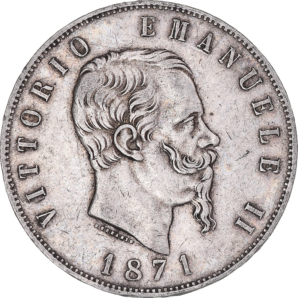 Munten, Italië, Vittorio Emanuele II, 5 Lire, 1871, Milan, FR+, Zilver, KM:8.3