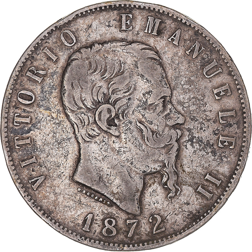 Coin, Italy, Vittorio Emanuele II, 5 Lire, 1872, Milan, VF(20-25), Silver