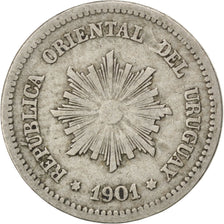 URUGUAY, 2 Centesimos, 1901, Uruguay Mint, KM #20, VF(30-35), Copper-Nickel,...