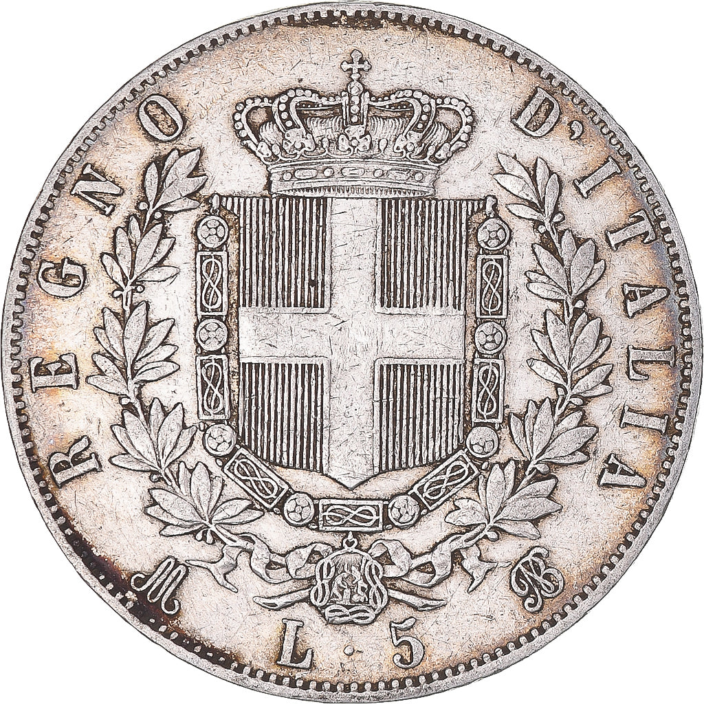 Coin, Italy, Vittorio Emanuele II, 5 Lire, 1872, Milan, VF(30-35), Silver