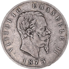 Münze, Italien, Vittorio Emanuele II, 5 Lire, 1873, Milan, S+, Silber, KM:8.3