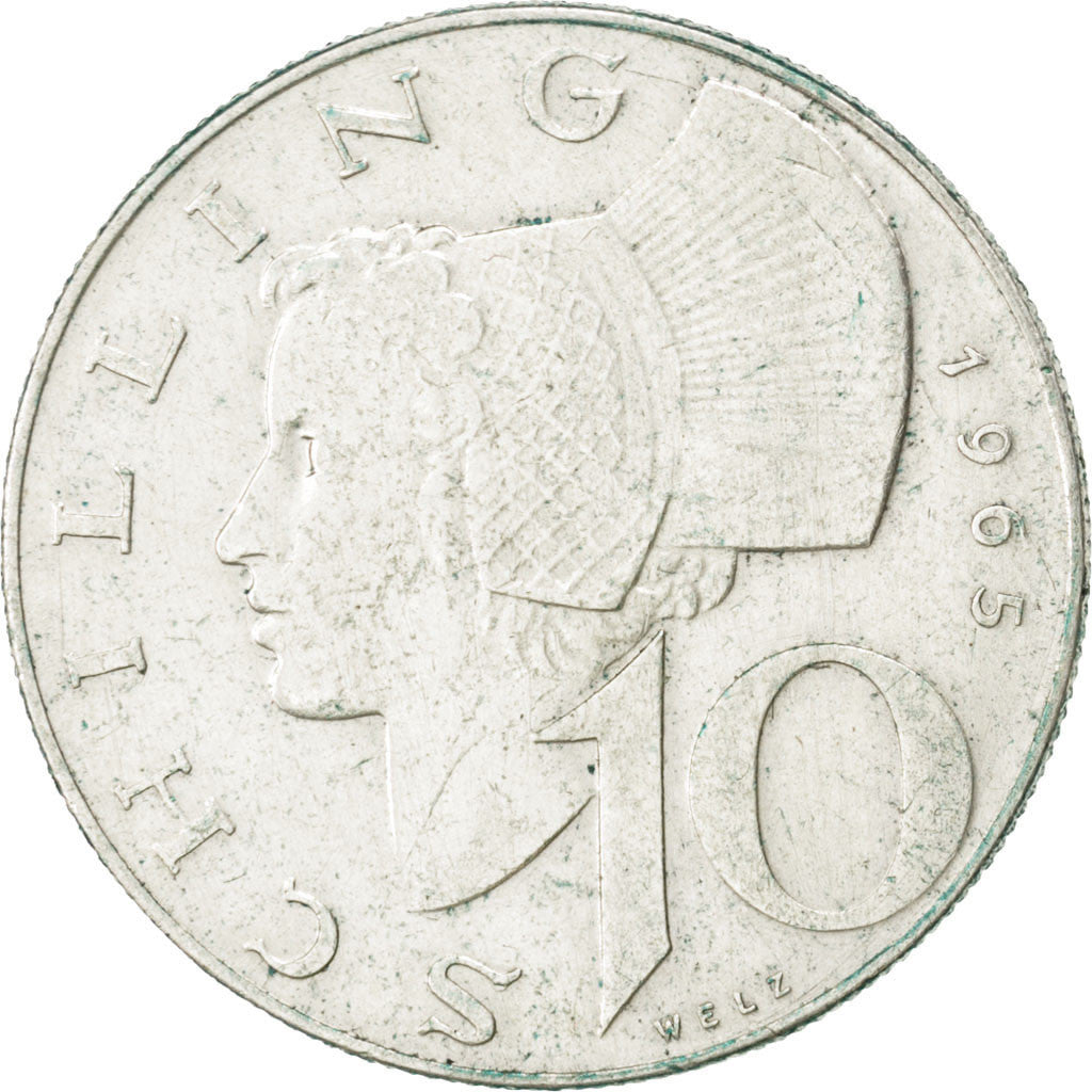 AUSTRIA, 10 Schilling, 1965, KM #2882, EF(40-45), Silver, 26, 7.43