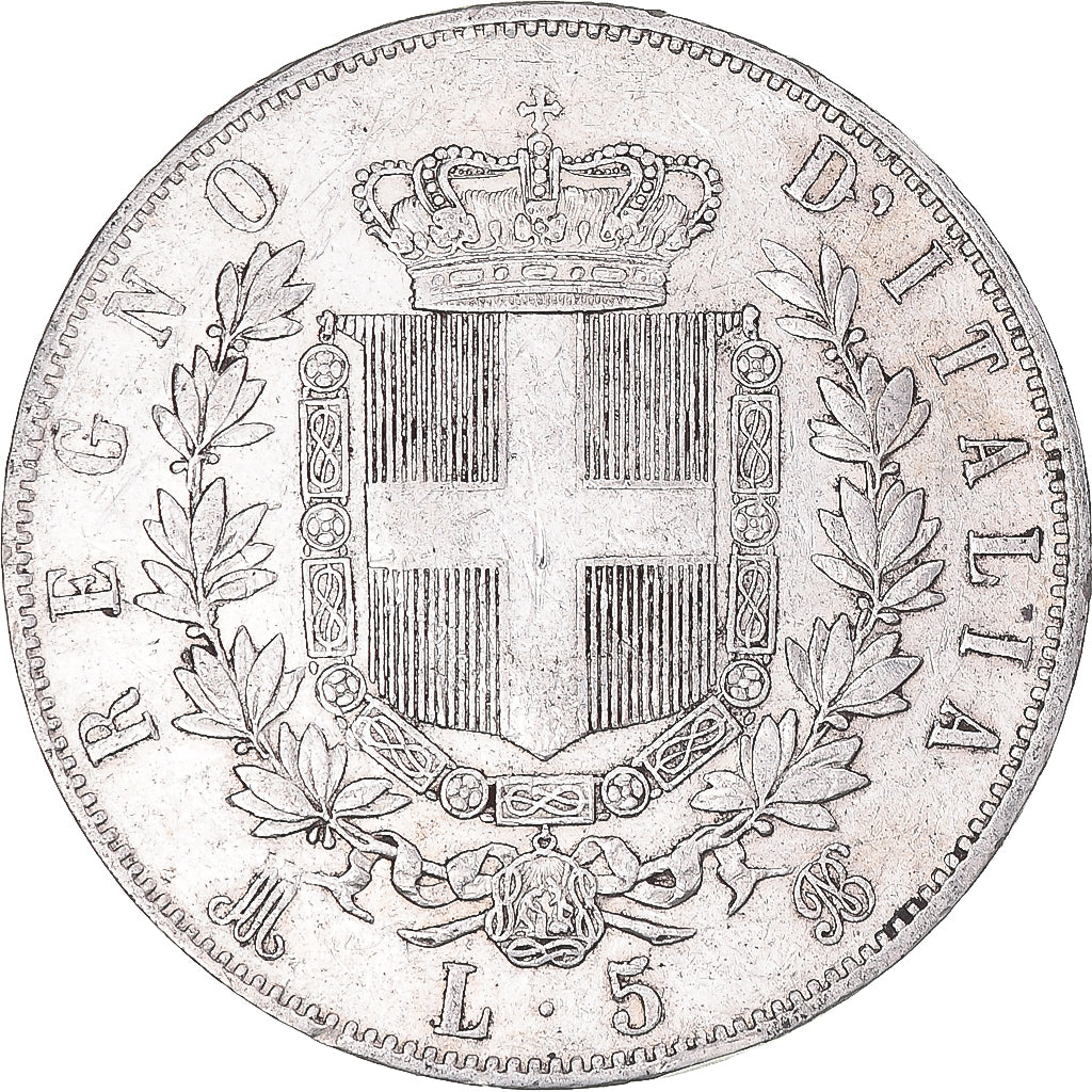 Münze, Italien, Vittorio Emanuele II, 5 Lire, 1875, Milan, S+, Silber, KM:8.3