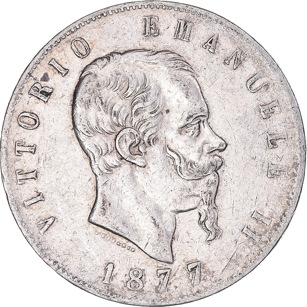 Monnaie, Italie, Vittorio Emanuele II, 5 Lire, 1877, Rome, TB+, Argent, KM:8.4
