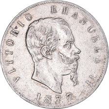 Monnaie, Italie, Vittorio Emanuele II, 5 Lire, 1877, Rome, TB+, Argent, KM:8.4