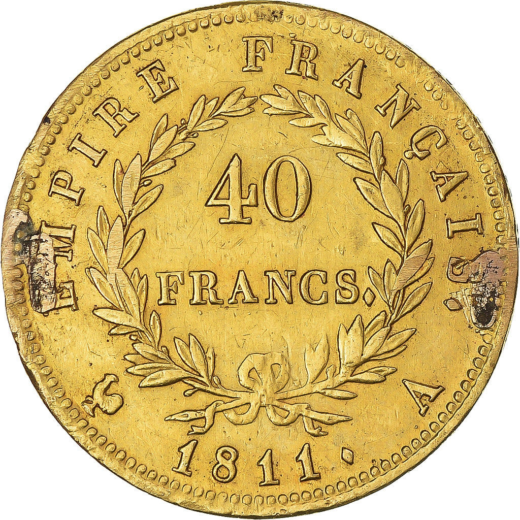 Munten, Frankrijk, Napoleon I, 40 Francs, 1811, Paris, ZF, Goud, KM:696.1