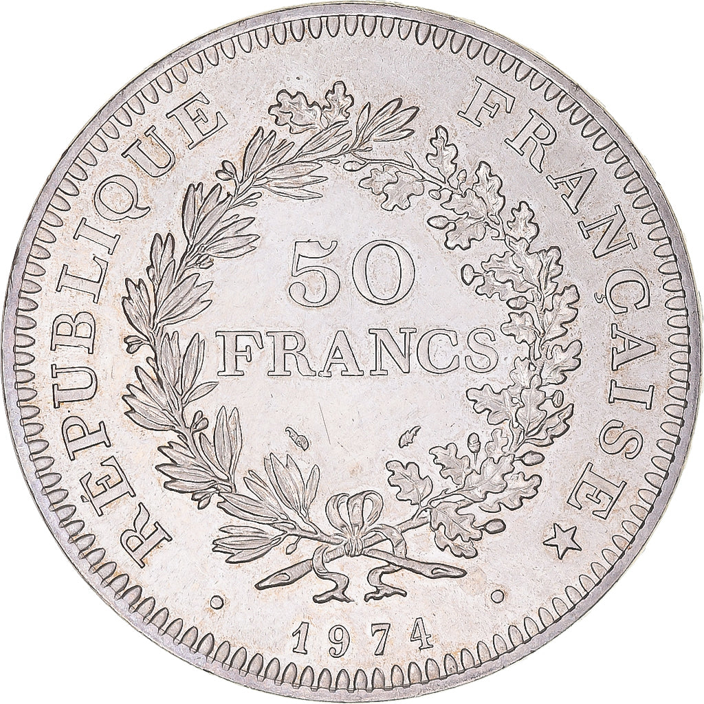 Coin, France, Hercule, 50 Francs, 1974, Avers 20 francs, AU(55-58), Silver