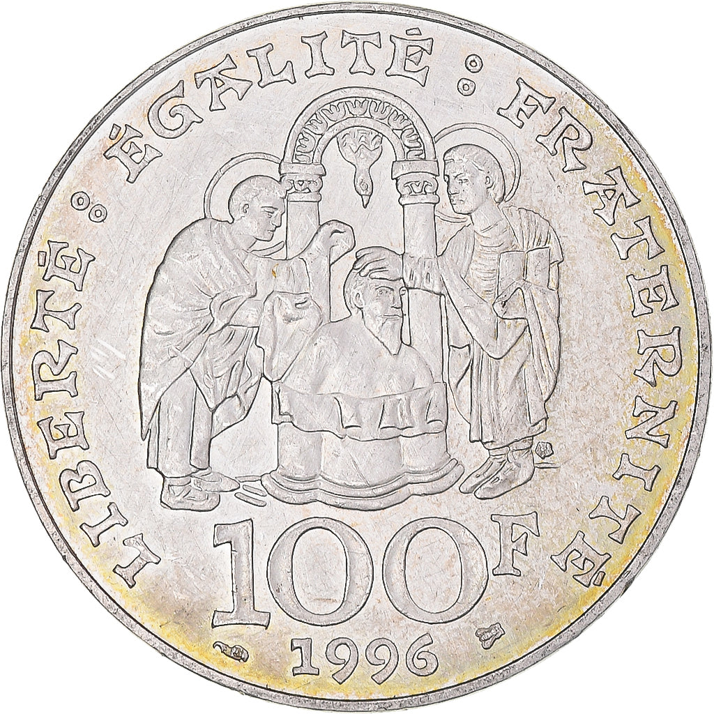 Coin, France, Clovis, 100 Francs, 1996, AU(55-58), Silver, KM:1180, Gadoury:953